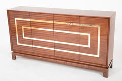Custom Made Mahogany & Brass Credenza