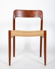 Set of 4 Cotton Cord & Teak Dining Chairs by Danish Designer Niels O. Moller