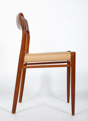 Set of 4 Cotton Cord & Teak Dining Chairs by Danish Designer Niels O. Moller