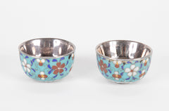 Pair of Silver Cloisonne Cups