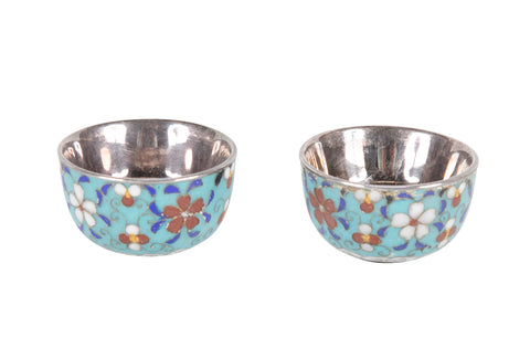 Pair of Silver Cloisonne Cups