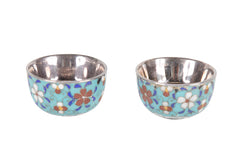 Pair of Silver Cloisonne Cups