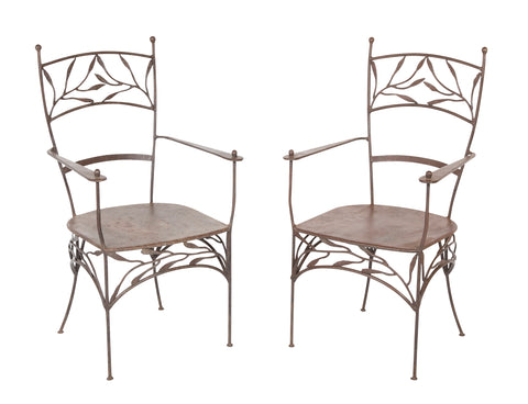 SOLD   10/16/2023    Pair of Forged Iron Armchairs in the Style of Francois-Xavier Lalanne