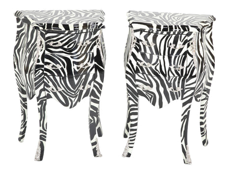 Pair of Zebra Painted Louis XIV Style Commodes