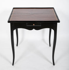 Louis XV Style Black Lacquer & Red Tooled Leather Top Games Table