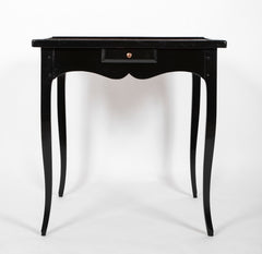 Louis XV Style Black Lacquer & Red Tooled Leather Top Games Table