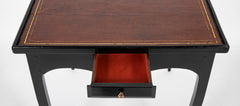 Louis XV Style Black Lacquer & Red Tooled Leather Top Games Table