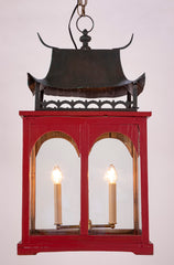 Pair of Contemporary Chinese Style Lanterns with Copper Tops