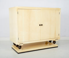Mid-Century Goatskin Parchment Two Door Cabinet