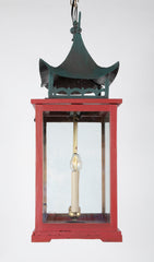 Pair of Contemporary Chinese Style Lanterns with Copper Tops