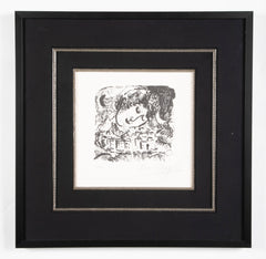 "The Village" Black and White Lithograph by Marc Chagall
