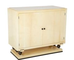 Mid-Century Goatskin Parchment Two Door Cabinet