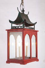 Pair of Contemporary Chinese Style Lanterns with Copper Tops