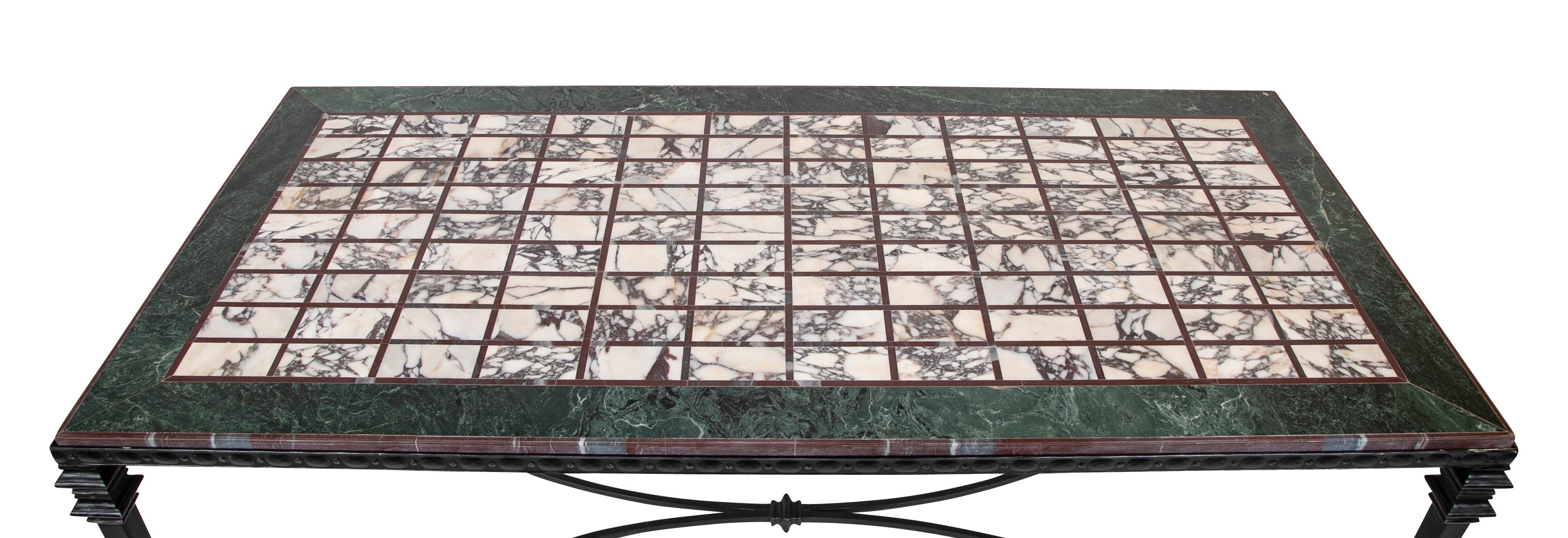 Italian Iron Center Table with Specimen Marble Top