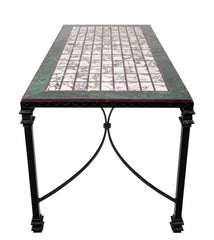 Italian Iron Center Table with Specimen Marble Top