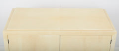 Mid-Century Goatskin Parchment Two Door Cabinet