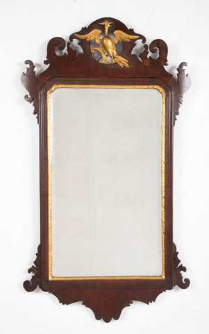 An 18th Century English Chippendale Carved Mahogany Mirror with Gilt Phoenix