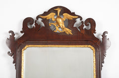 An 18th Century English Chippendale Carved Mahogany Mirror with Gilt Phoenix