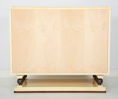 Mid-Century Goatskin Parchment Two Door Cabinet