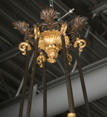 Palatial D'Ore & Patinated Bronze Napoleonic 12 Light Chandelier