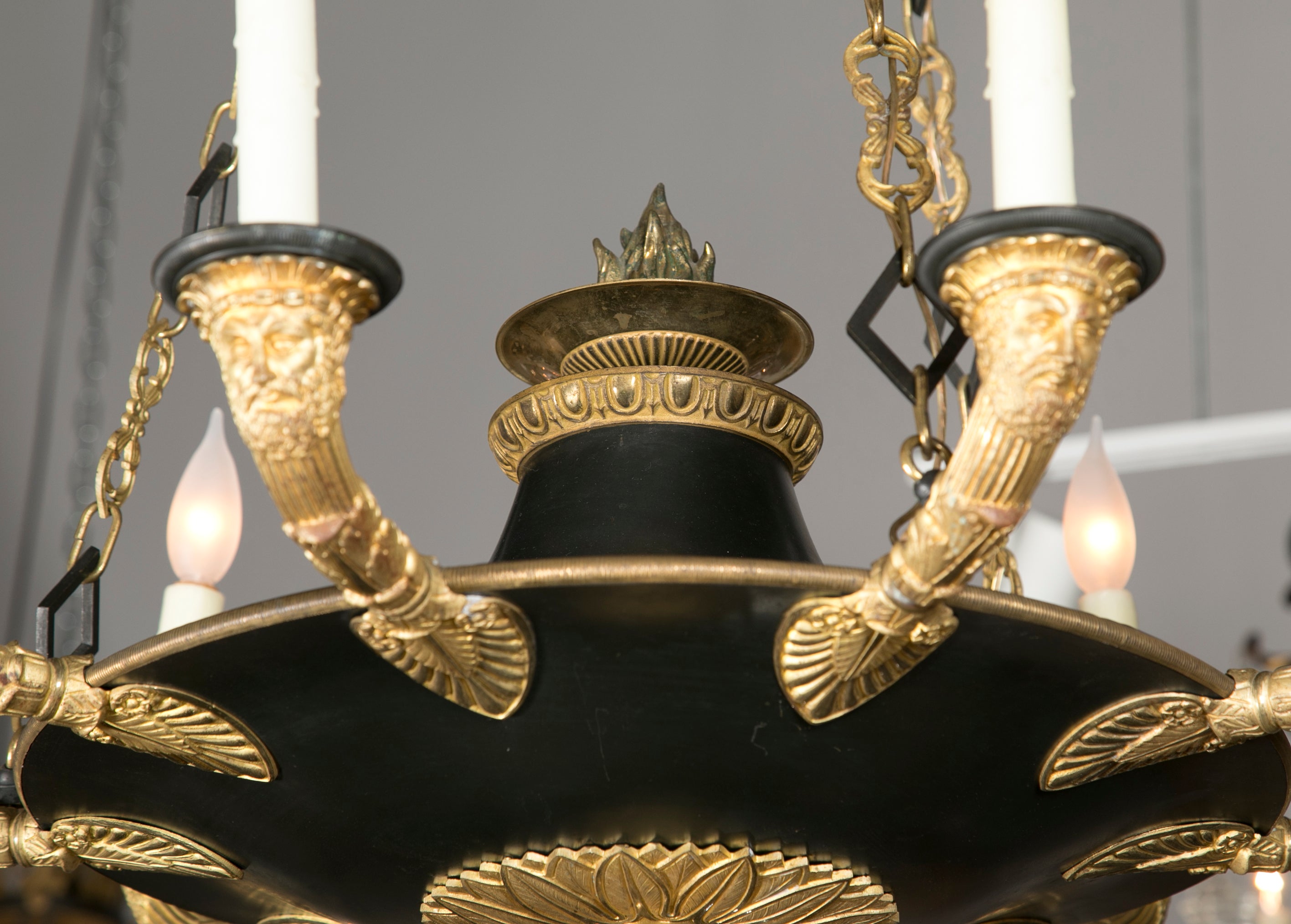 D'ore Gilt and Patinated Bronze 9 Light Chandelier