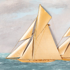 Thomas H. Willis "Silky" with Applied Silk Work on Boat and Oil Painted Background