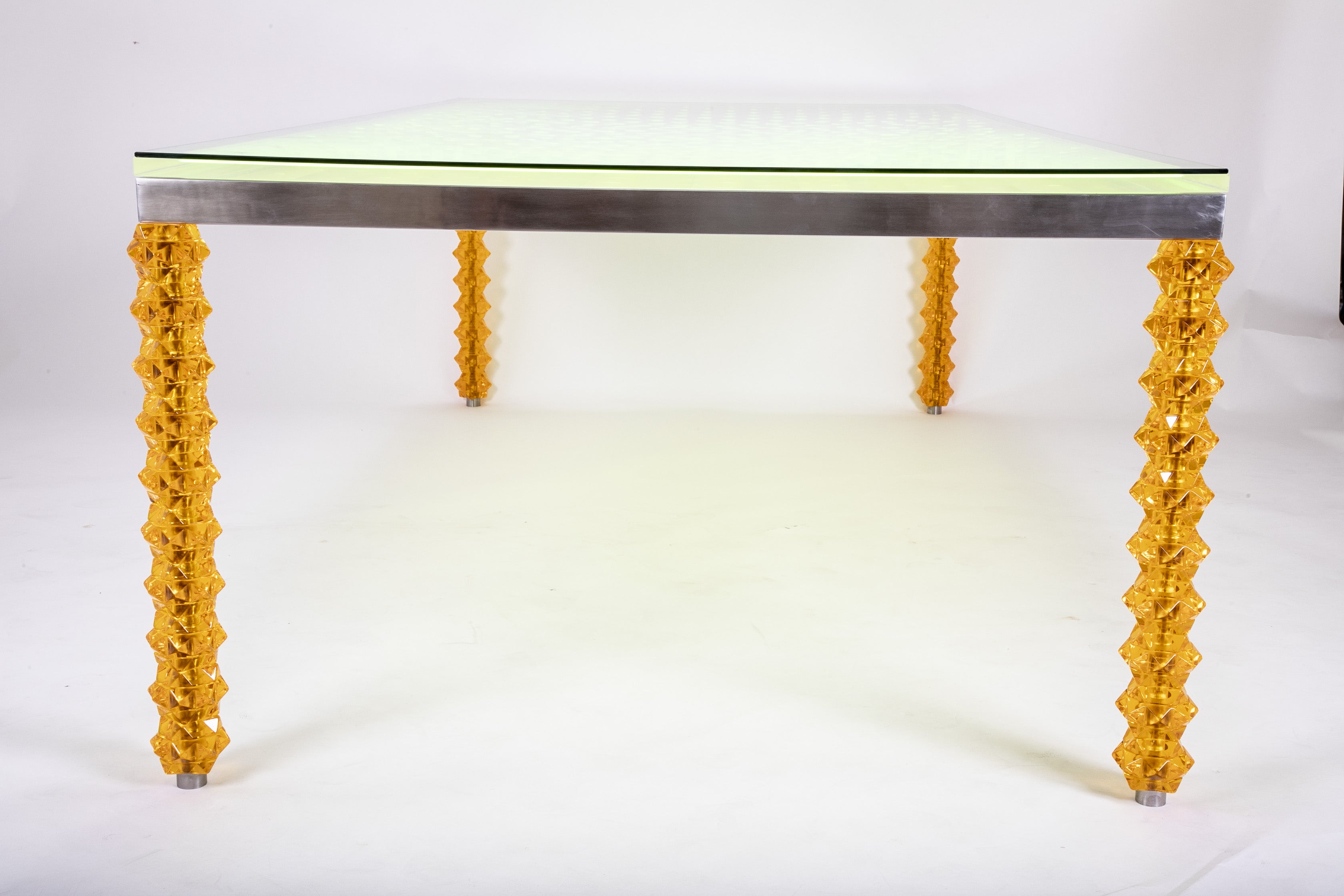 Dining Table Designed by Sawaya & Moroni in Stainless Steel and Lucite