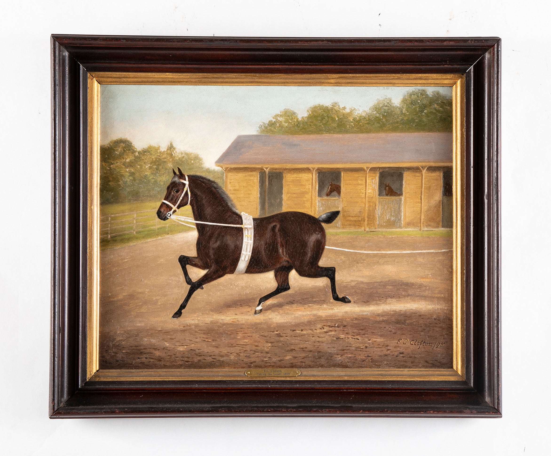"Taking the Lead" Oil on Canvas by Equestrian Painter F. C. Clifton