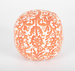 A Contemporary Round Cushion of Orange Fortuny Fabric