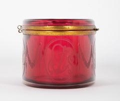 19th Century Ruby Red Glass Box Etched & Cut to a Nautical Theme
