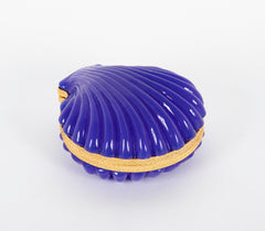 Brilliant Blue French Clamshell Form Glass Box