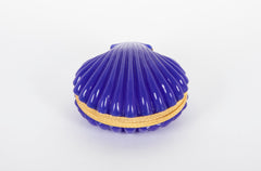 Brilliant Blue French Clamshell Form Glass Box