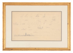 Pair of Pencil Drawings of Newport Boats Racing by American Impressionist Reynolds Beal