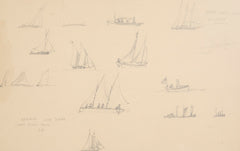Pair of Pencil Drawings of Newport Boats Racing by American Impressionist Reynolds Beal