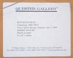 Pair of Pencil Drawings of Newport Boats Racing by American Impressionist Reynolds Beal
