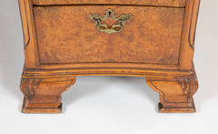 Finely Sculpted English George III Style Burl Walnut over Mahogany Pedestal Partner's Desk