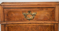 Finely Sculpted English George III Style Burl Walnut over Mahogany Pedestal Partner's Desk