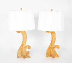 Pair of Gilt Bronze Lamps Presumed by Pierre Casenove