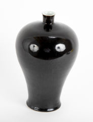 Meiping Form Porcelain Vase with Black Mirror Glaze