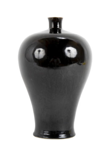 Meiping Form Porcelain Vase with Black Mirror Glaze