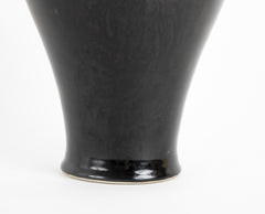 Meiping Form Porcelain Vase with Black Mirror Glaze