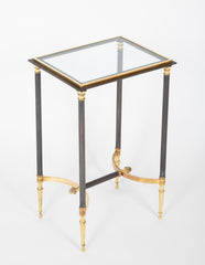 Brass, Steel & Glass Top Side Table in the Manner of Jansen - 2 Available