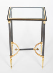 Brass, Steel & Glass Top Side Table in the Manner of Jansen - 2 Available