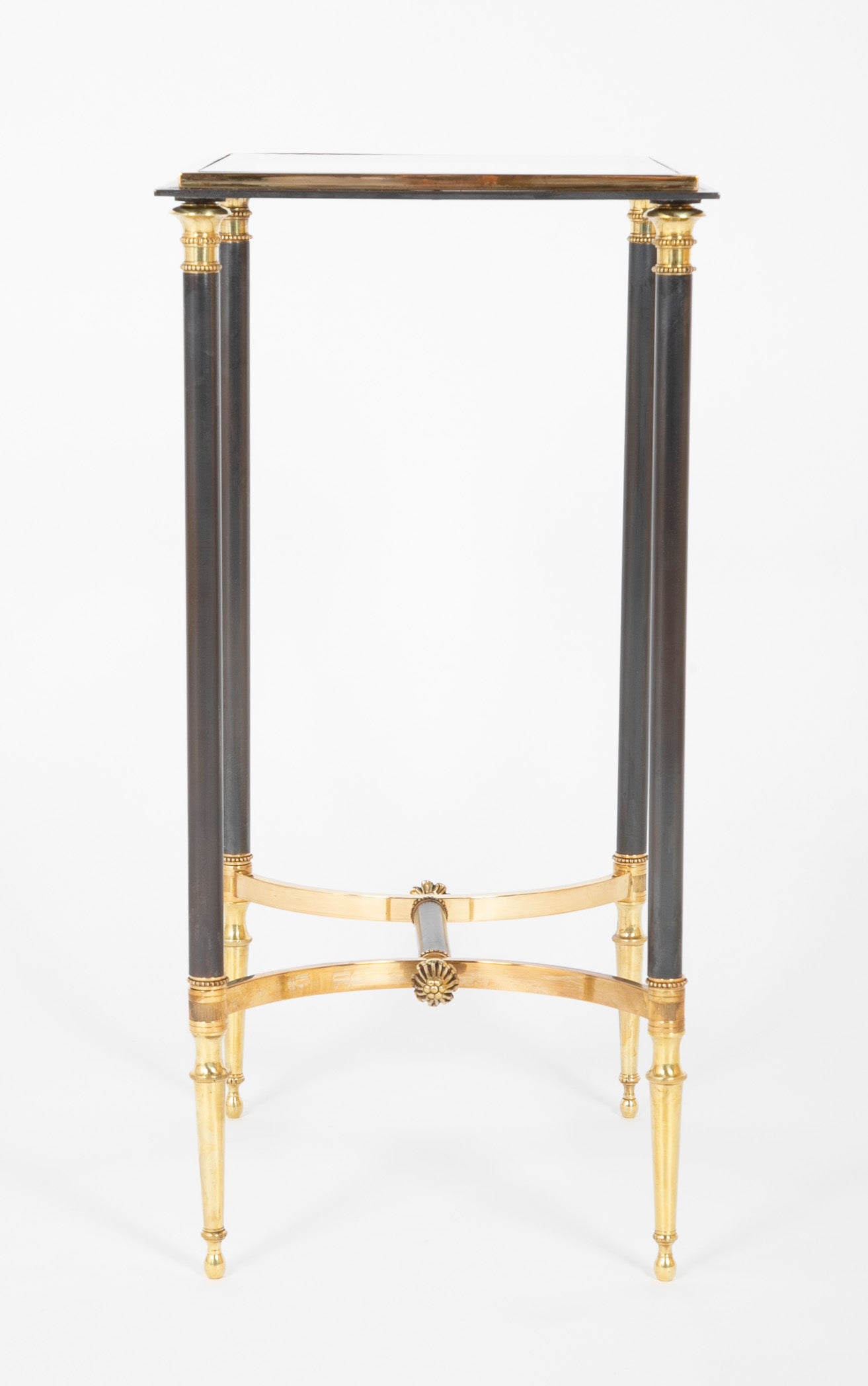 Brass, Steel & Glass Top Side Table in the Manner of Jansen