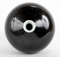 Meiping Form Porcelain Vase with Black Mirror Glaze