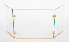 Three Leaf Glass & Brass Fire Screen Attributed to Jacques Adnet