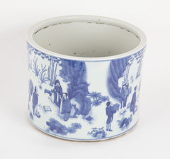 Chinese Blue & White Porcelain Brush Pot