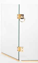 Three Leaf Glass & Brass Fire Screen Attributed to Jacques Adnet