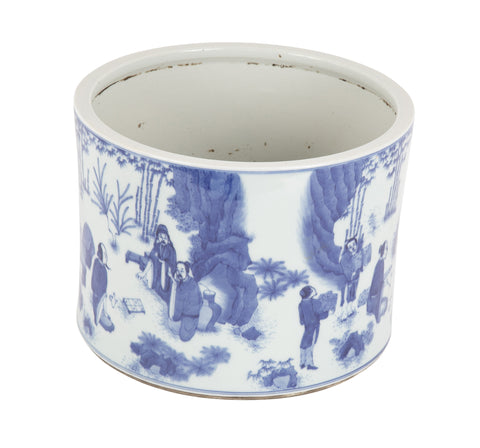 Chinese Blue & White Porcelain Brush Pot