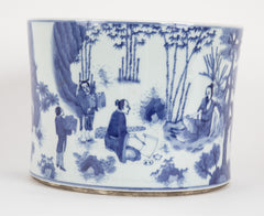 Chinese Blue & White Porcelain Brush Pot